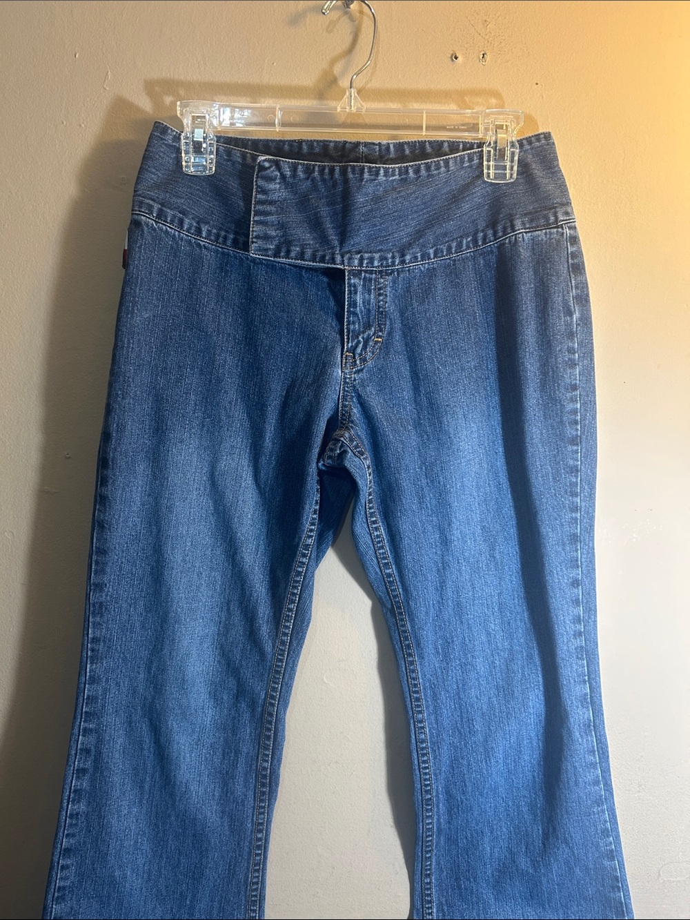 Y2K-era Tommy Hilfiger asymmetric fold-over waist flare jeans size 9